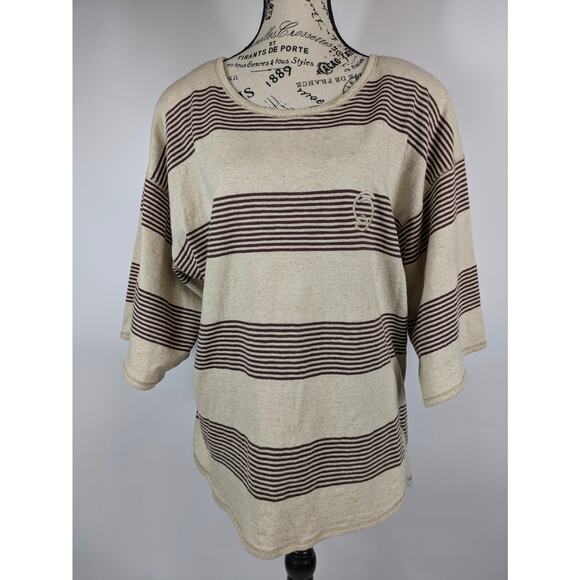 Christian de Castelnau Womens L Top Oversized Striped Vintage Pullover Shirt - Picture 1 of 10